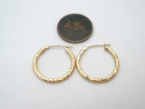 14K Gold Diamond Cut Hoop Earrings