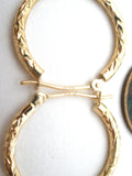 14K Gold Diamond Cut Hoop Earrings