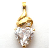 14K Gold Diamonique Cubic Zirconia Heart Pendant - The Jewelry Lady's Store