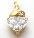 14K Gold Diamonique Cubic Zirconia Heart Pendant - The Jewelry Lady's Store