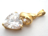 14K Gold Diamonique Cubic Zirconia Heart Pendant - The Jewelry Lady's Store