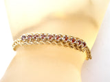 14K Gold Garnet Double Rope Bracelet Vintage - The Jewelry Lady's Store