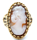 14K Gold Shell Cameo Ring Size 4