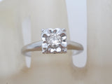 14K White Gold Diamond Ring Vintage
