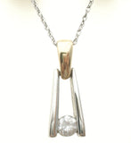 18K Gold & Platinum Diamond Pendant Necklace 19" - The Jewelry Lady's Store