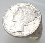 1939 Mercury Dime Coin Ring Sterling Silver Size 5.5 - The Jewelry Lady's Store