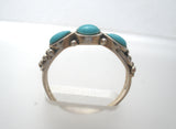 3 Stone Turquoise Ring Sterling Silver Size 8 - The Jewelry Lady's Store