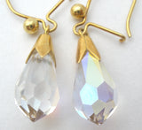 9K Gold Crystal Dangle Earrings Vintage - The Jewelry Lady's Store