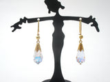 9K Gold Crystal Dangle Earrings Vintage - The Jewelry Lady's Store