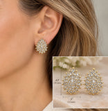 Diamond Cluster Earrings 14K Gold Vintage