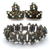 AB Rhinestone & Pearl Antique Vintage Bracelet Set