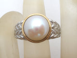 Alwand Vahan Sterling & 14K Gold Pearl Ring Size 8 - The Jewelry Lady's Store