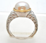 Alwand Vahan Sterling & 14K Gold Pearl Ring Size 8 - The Jewelry Lady's Store