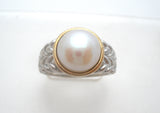 Alwand Vahan Sterling & 14K Gold Pearl Ring Size 8 - The Jewelry Lady's Store