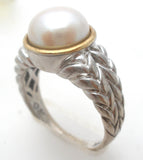 Alwand Vahan Sterling & 14K Gold Pearl Ring Size 8 - The Jewelry Lady's Store