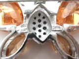 Amber & Black Crystal Butterfly Pendant Brooch 925