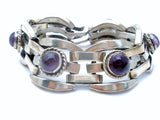 Amethyst Cabochon Bracelet Sterling Silver Vintage - The Jewelry Lady's Store