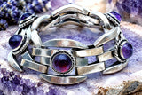 Amethyst Cabochon Bracelet Sterling Silver Vintage - The Jewelry Lady's Store