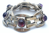 Amethyst Cabochon Bracelet Sterling Silver Vintage - The Jewelry Lady's Store