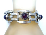 Amethyst Cabochon Bracelet Sterling Silver Vintage - The Jewelry Lady's Store