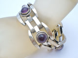 Amethyst Cabochon Bracelet Sterling Silver Vintage - The Jewelry Lady's Store