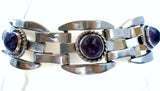 Amethyst Cabochon Bracelet Sterling Silver Vintage - The Jewelry Lady's Store