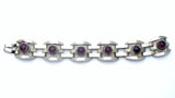 Amethyst Cabochon Bracelet Sterling Silver Vintage - The Jewelry Lady's Store