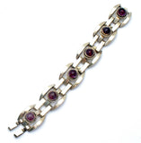Amethyst Cabochon Bracelet Sterling Silver Vintage - The Jewelry Lady's Store