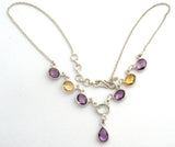 Amethyst Citrine & Blue Topaz Necklace 925 - The Jewelry Lady's Store
