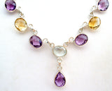 Amethyst Citrine & Blue Topaz Necklace 925 - The Jewelry Lady's Store