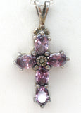 Amethyst Cross Pendant Necklace 18" - The Jewelry Lady's Store