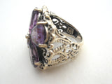 Sterling Silver Amethyst Ring Size 5 Signed BC - The Jewelry Lady's Store