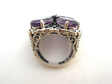 Sterling Silver Amethyst Ring Size 5 Signed BC - The Jewelry Lady's Store