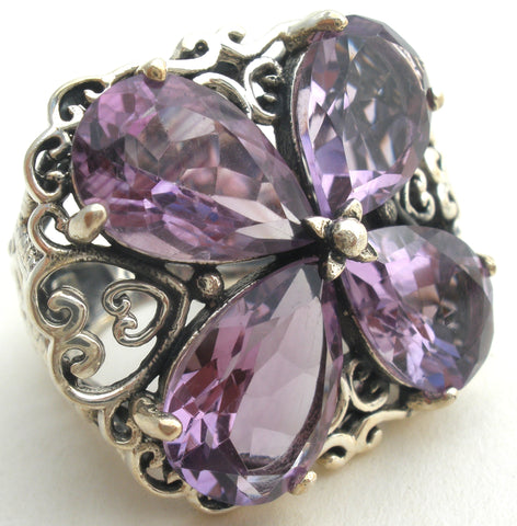Sterling Silver Amethyst Ring Size 5 Signed BC