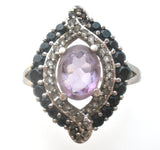 Amethyst & Sapphire Sterling Ring Size 8 - The Jewelry Lady's Store