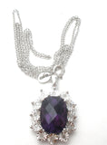 Amethyst & Diamond Necklace 18" Sterling Silver - The Jewelry Lady's Store