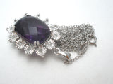 Amethyst & Diamond Necklace 18" Sterling Silver - The Jewelry Lady's Store