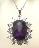 Amethyst & Diamond Necklace 18" Sterling Silver - The Jewelry Lady's Store