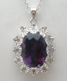 Amethyst & Diamond Necklace 18" Sterling Silver - The Jewelry Lady's Store