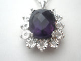 Amethyst & Diamond Necklace 18" Sterling Silver - The Jewelry Lady's Store