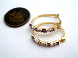 Amethyst & Diamond Hoop Earrings Signed Ross Simons - The Jewelry Lady's Store