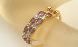 Amethyst & Diamond Hoop Earrings Signed Ross Simons - The Jewelry Lady's Store