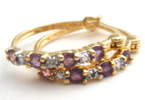 Amethyst & Diamond Hoop Earrings Signed Ross Simons - The Jewelry Lady's Store