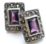 Amethyst & Marcasite Earrings Sterling Silver - The Jewelry Lady's Store