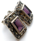 Amethyst & Marcasite Earrings Sterling Silver - The Jewelry Lady's Store