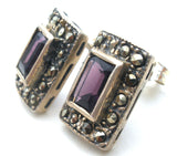 Amethyst & Marcasite Earrings Sterling Silver - The Jewelry Lady's Store