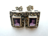 Amethyst & Marcasite Earrings Sterling Silver - The Jewelry Lady's Store