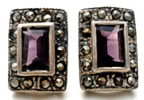 Amethyst & Marcasite Earrings Sterling Silver - The Jewelry Lady's Store