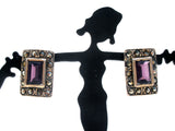 Amethyst & Marcasite Earrings Sterling Silver - The Jewelry Lady's Store