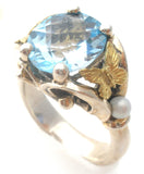 Ann King Sterling Silver 18k Gold Butterfly Blue Topaz Ring Size 9 - The Jewelry Lady's Store